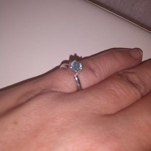 SS blue zircon ring size 6